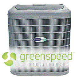 Carrier heat pump with greenspeed technology from Warren Heating and Cooling.