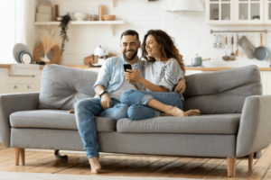 Couple in comfortable home